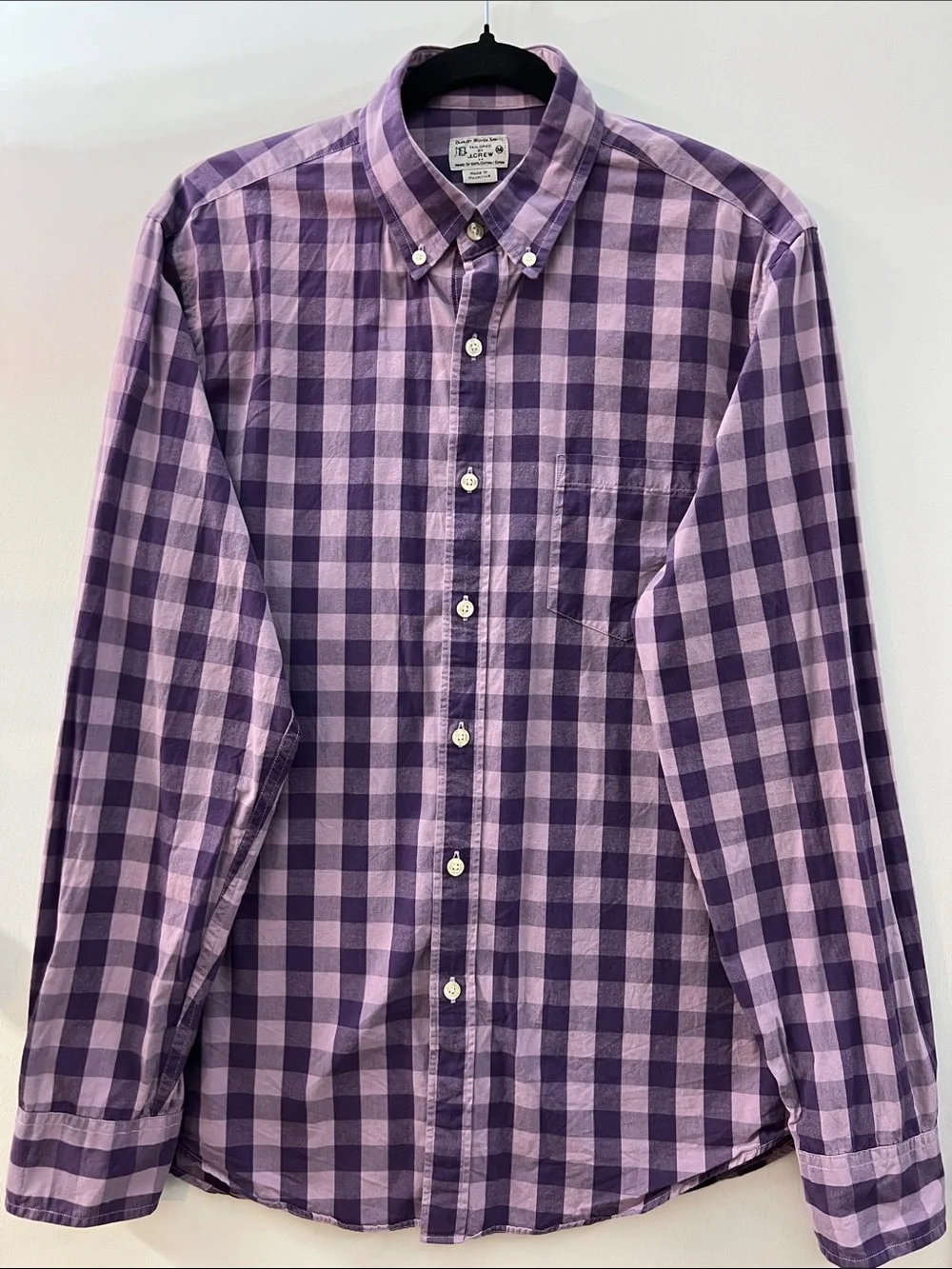 J. Crew Lavender and Purple Gingham Button-Down Shirt